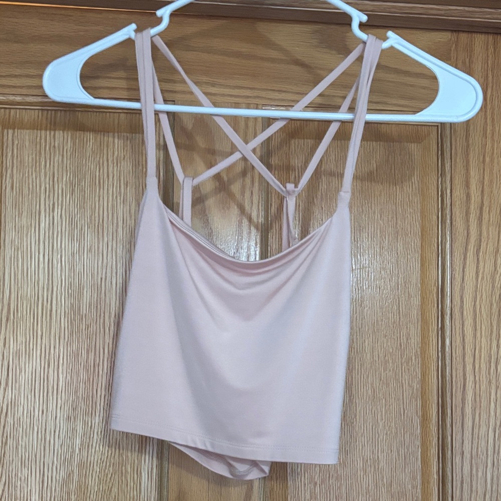 Strappy Cami Crop Top in Light tan